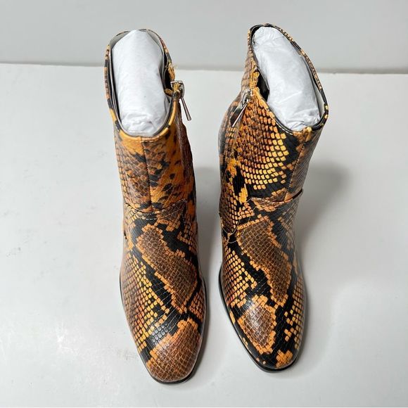 Steve Madden Womens Dallas Yellow Snake Ankle Boots Heels Size 6 New Boho - Picture 3 of 9